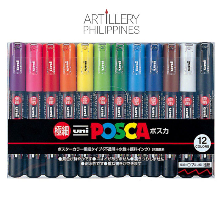 Uni Posca Markers Set of 12 colors (Uni Posca Acrylic Paint) PC1M12C