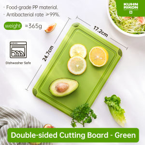 KUHN RIKON Double-sided Cutting Board for Kitchen Food-grade PP Chopping Board with Non-Slip Feet and Juice Groove 25x17cm Small Chopping Block