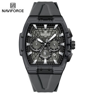 NAVIFORCE Original Mens Sports Chronograph Watch Quartz Movement Silicone Strap 50m Waterproof Luminous Pointer Lightweight Mens Outdoor Fashion Casual Watch NF6113