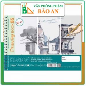 Sổ Ký Họa Lò Xo Xé Khổ B5 Klong 723 - 50 tờ - Văn phòng phẩm Bảo An