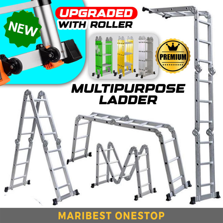 121620 Step Aluminium Multipurpose Ladder With Roller Tangga Lipat