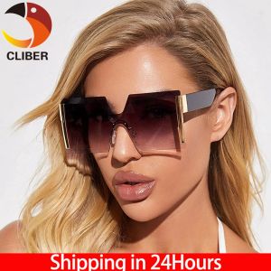 CLIBER New Frameless One-piece Sunglasses GG Fashion Men and Women Wild Big Frame Sunglasses