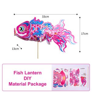 LETIGO Waterproof Year Koi Fish Lantern DIY Material Package Traditional Chinese Style Handmade Decorative Lantern Hanging Ornament Ancient Year Lantern Mid-Autumn Festival