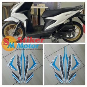 lis les sticker motor beat fi 2021 full putih-biru