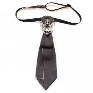 Punk Pre tied Đen quan hệ với kim loại đính cườm quyến rũ cho nữ phụ nữ cho bình thường Áo sơ mi hoặc áo Pre tied