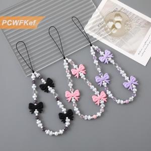 【PCWFKef】 Đơn giản dễ thương Kawaii Bowknot đính cườm chuỗi điện thoại thời trang tinh tế Keychain cho phụ nữ cô gái ngọt ngào túi trang trí phụ kiện Quà Tặng