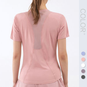 SUPERFLOWER Yoga Mesh Sport Top Fitness Womens Quick Dry Tank Top Gym Clothing T-Shirt Female Casual Workout Shirts Sports Running Shirt