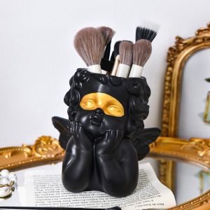 NCNC(OKDEALS01) Creative Angel Pen Holder Cute Smooth Makeup Brush Storage Bucket Countertop Decorative Crafts Funny Eyebrow Pencil Stand Bedroom Decoration