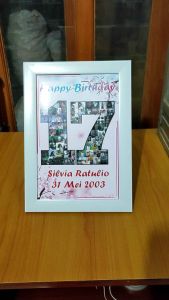 photo mozaik ukuran A4 + Frame kaca (sehari jadi) photo mozaik anniversary/ulangtahun/wedding