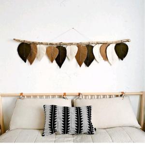 Leaf macrame vertikal kode -hiasan dinding daun memanjang minimalis elegant kode zulia
