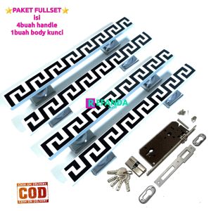 Set Lock Pintu Rumah Modern 4 Gagang & Body Kunci dengan Desain Elegan