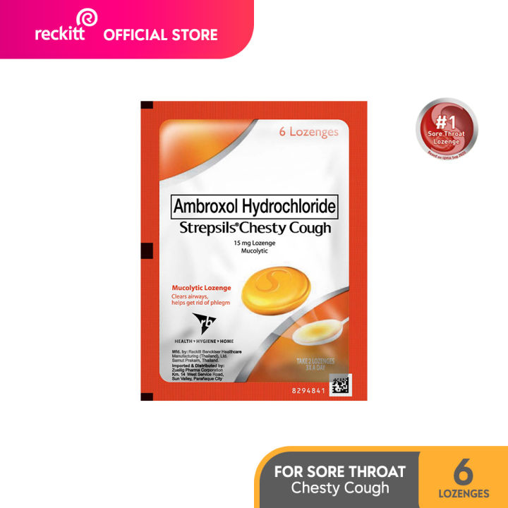 Strepsils Chesty Cough Medicine Lozenges Pack of 6s for Cough and Phlegm
