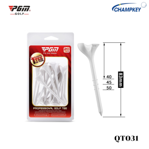 Champkey ชุดทีกอล์ฟพลาสติกสีขาว 20 ชิ้นต่อชุด ขนาด 10° PGM (QT031) ขนาด 83 mm Professional Golf Tee