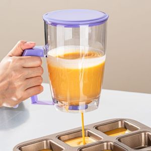 TIEZI MALL Đổ chính xác Bộ tách bột bánh kếp Chống rò rỉ với phép đo Nhà phân phối kem Dụng cụ nấu ăn Tay cầm bóp Phễu bột bánh kếp Làm bánh kếp