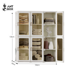 ANTBOX Lemari Pakaian Susun Transparan Serbaguna Ukuran 360L - 890L Lemari Baju Minimalis Estetik