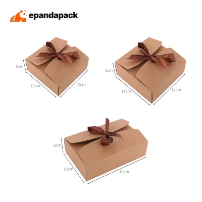 Small Kraft Paper Gift Box Wedding Door Gift Kotak Hadiah Kenduri Kahwin Small Packaging Box Ribbon
