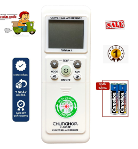 Điều khiển máy lạnh đa năng Chunghop k-1038 - Tặng kèm pin hàng loại tốt - Remote từ xa đa năng K-1038 mot da nang chunghop k-1038