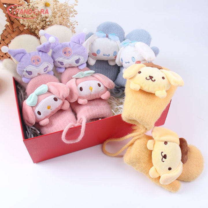 IP Sanrio ถุงมือตุ๊กตาการ์ตูนถุงมือแฟชั่นสตรีห้อยขนแกะหนาสำหรับเด็ก,ถุง ...
