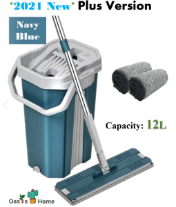 【Ready Stock】Oasis Home 2in1 Extra Large FLAT MOP Slim Scratch 2 in 1 Mop With Bucket Set Easy Magic Dust Mop Lantai Moden Set Hands-free Self-Wash And Squeeze 360 Flexible Head Mop Stainless Steel Handle Free 2 Mop 刮刮乐 Lotzbuy