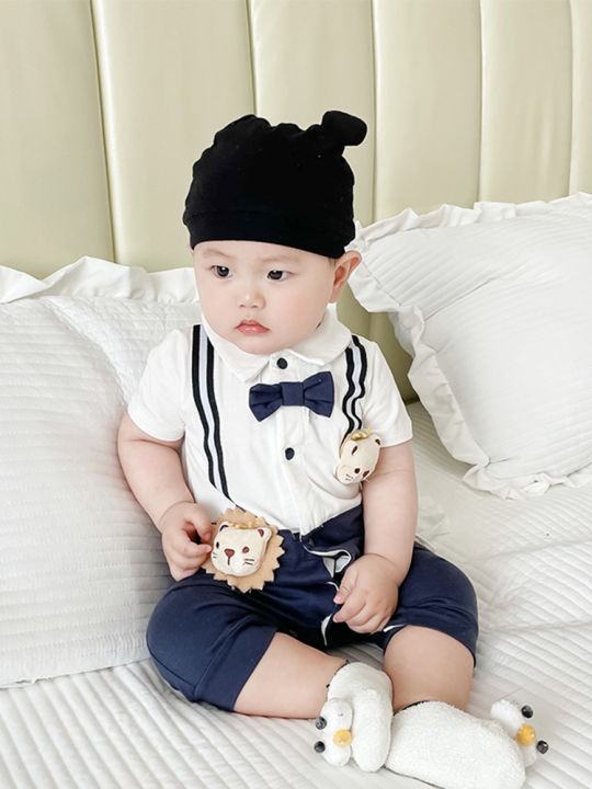 New Gentleman One Year Old Dress Cotton Baby Boy Jumpsuit Newborn