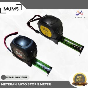 INF Tape Measure Meteran Otomatis Auto Stop Autostop 5 7.5 75 10 Meter