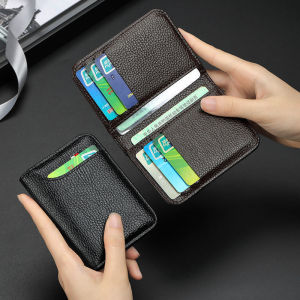 Mini Leather Thin Pocket Flip Purse Wallet Drivers License Business Credit Card ID Foldable Holder