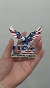 USA Faith Family Freedom Car Decal 250th 3D American Eagle Flag Pattern Metal Emblem Patriotic Edition Automotive Badge for Trucks SUV Motorcycle Zinc Alloy Vehicle Tailgate Accessories (B-2Pcs)