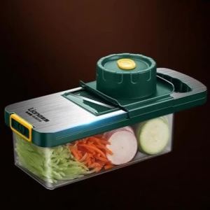FFBH Stainless Steel Multi-function Vegetable Cutter Storage Groove Removable Vegetable Tools Easy Cleaning Household Kitchen Tools 9T1N6