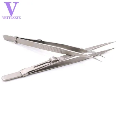 2PCS Tweezers Model Hobby Making Tools Upgraded Bent and Straight Flat Tip Stainless Steel Tweezers