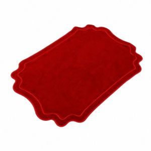 FXUP 47×35 cm Tấm lót bàn ăn hình dáng không đều Chống trượt Viền may vắt sổ Tấm lót bàn ăn Thanh lịch Màu trơn Tấm lót bàn ăn bằng nhung