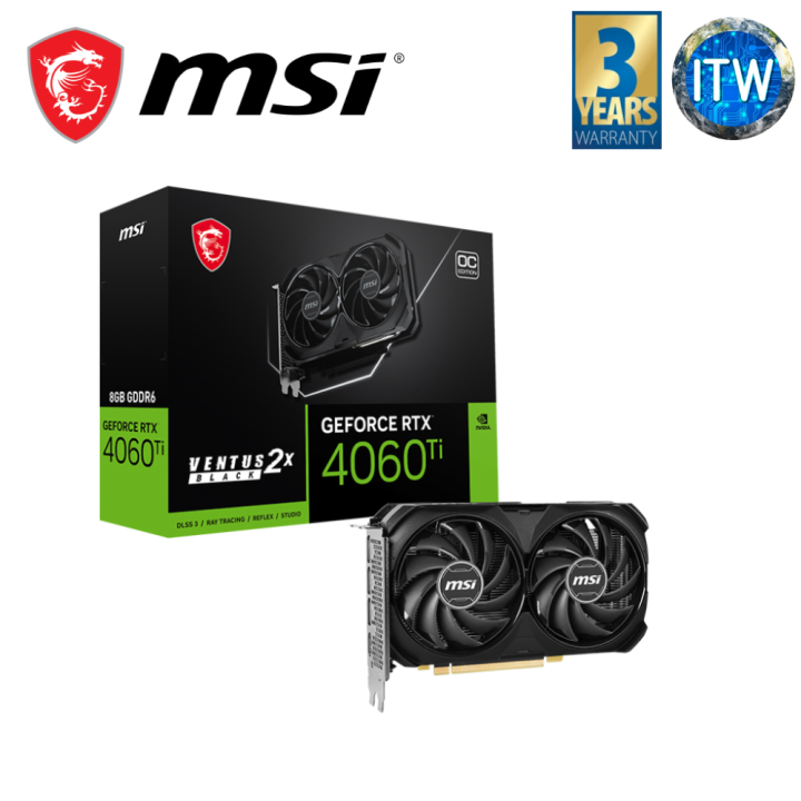 ITW | MSI GeForce RTX 4060 Ti Ventus 2X Black 8GB GDDR6 OC Edition ...