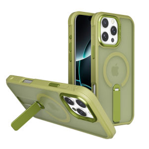 360 ° Adjustable Bar Stand Magnetic Phone Case For iPhone 17 Air 16e 15 14 13 12 Pro Max Plus For MagSafe Translucent Matte Phone Cover For iPhone 17 Pro Max Military Shockproof Casing With Holder