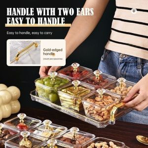 Anabelle Toples Lebaran Snack Tray Tempat Camilan Aestetik Mewah Toples Gold 4 & 6 Sekat