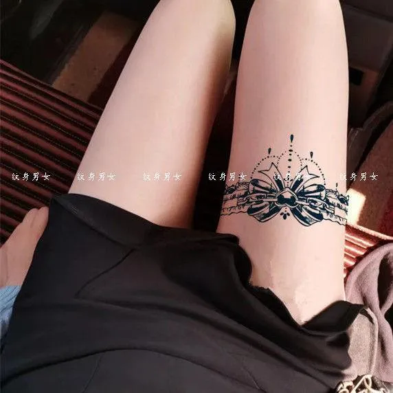 Pink lace bow tattoo stickers thigh female waterproof long-lasting sexy hot  girl leg ring personality collarbone flower arm | Lazada.co.th