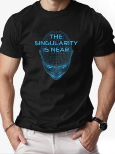 Male T-Shirt 100% Cotton THE SINGULARITY IS NEAR Graphic Tee Tech Print Summer Casual Soft Breathable Crewneck Daily Top