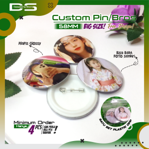 Pin Custom Cetak Bros Kustom Foto Sendiri 58mm Satu Muka Tahan Air