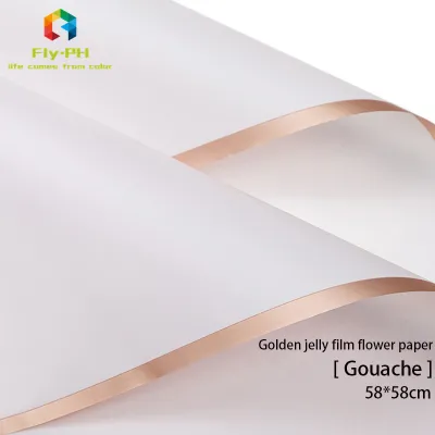 【5pcs】Flower wrapping paper Gift wrapping paper Gold edge jelly wrapping paper paper Baking wrapping paper