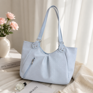 Shoulder Tote Bag Korean Polka Dot Retro Cute Zipper Vintage Large Capacity Underarm Casual Daily New Hot forWomen Shopping Work2026