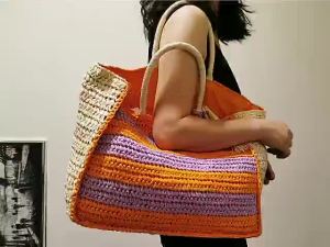 DaVee Handmade woven straw bag beach bag shopping bag tote bag handbag Hand-woven straw beach bag tote bag