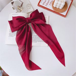 【Ready/COD】Korea Big Bow Long Ribbon Hairpin Headband Back Head Hair Clip for Women Hair Accessories