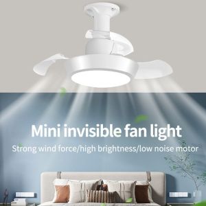 QFV5F 2 ใน 1 ไฟพัดลมเพดาน 3 โหมดแสงสว่าง ปรับความเร็วลมได้ โคมไฟพัดลม ง่าย ประหยัดพลังงาน พัดลมไร้สายไฟฟ้า ห้องพัก