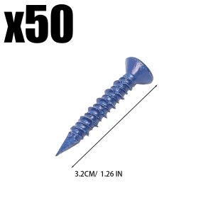 200Pcs Rust-Proof Blue Coated Nails Diamond-Tail Countersunk Nails Self-Tapping Concrete Screws for Masonry Brick Block Cement Stucco