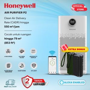 Honeywell Air Purifier For Home 5 Stage Filtration Covers 79m² PM 2.5 Level Display UV LED WIFI H13 HEPA & Activated Carbon Filter removes 99.99% Pollutants Micro Allergens Air Touch - P2