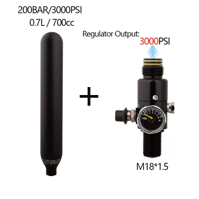 Hpa 0.7L 700cc Lặn bình khí 200bar/3000PSI Xi lanh khí đầu ra 160PSI để 3000PSI Bộ điều chỉnh áp suất cho CO2 Soda nước Scuba