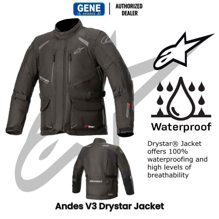 Alpinestars Andes V3 Drystar Waterproof Black Touring Jacket 100