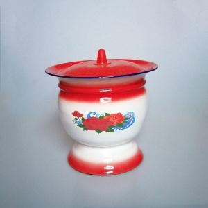 Q Enamel Urinal for Elderly Odor-Resistant Thickened with Lid Traditional Urinal for Home Use Women High Foot Spittoon Bulk Package W