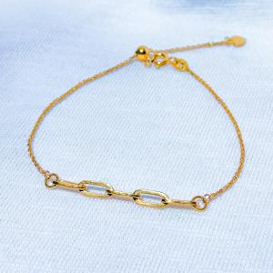 Gelang tangan emas asli kadar 70 16k paperclip mix serut adjustable rantai panjang 19 cm polos padar