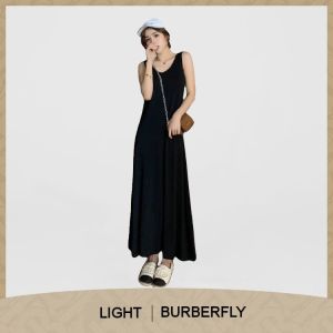 Burberfly Dress-Plus Size Korean Trend Ladies V-Neck Long Sando Blouse Long Camisoles Spaghetti Sando Dress Maxi Dress For Women On Sales(S-4XL)