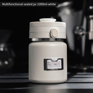 BINCOO Coffee Airtight Jar Stainless Steel Food Storage Cannister Large Capacity One Way Valve Cannister 1L Airtight for Kitchen