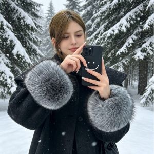 LZYBIM Solid Color Faux Fur Wrist Cuffs Soft Keep Warm Sleeve Cuffs Durable Windproof Plush Sleeve Covers Ladies